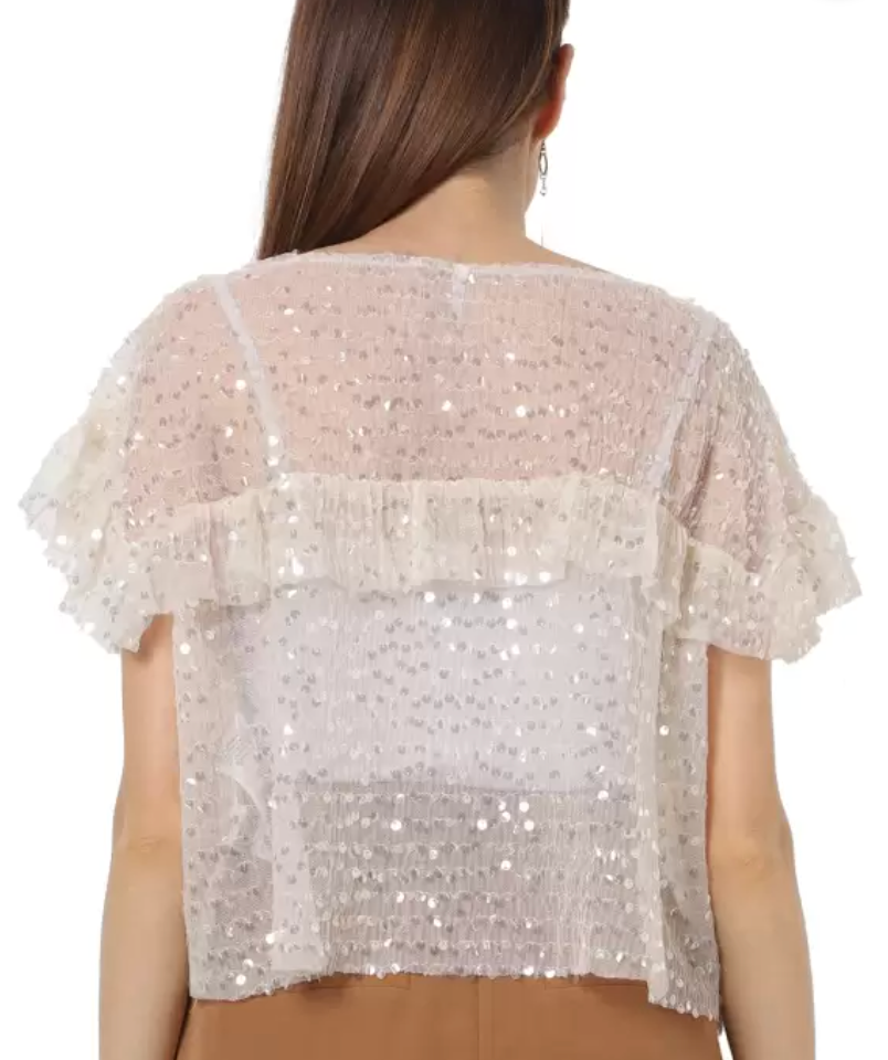 Party Regular Sleeves Embellished Women Beige Top