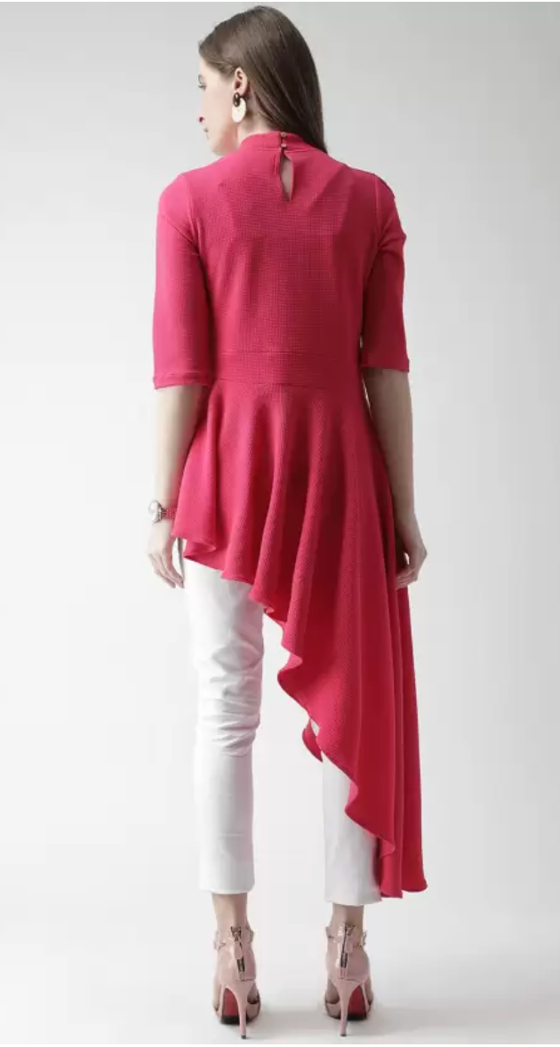 Regular Sleeves Solid Women Pink Top