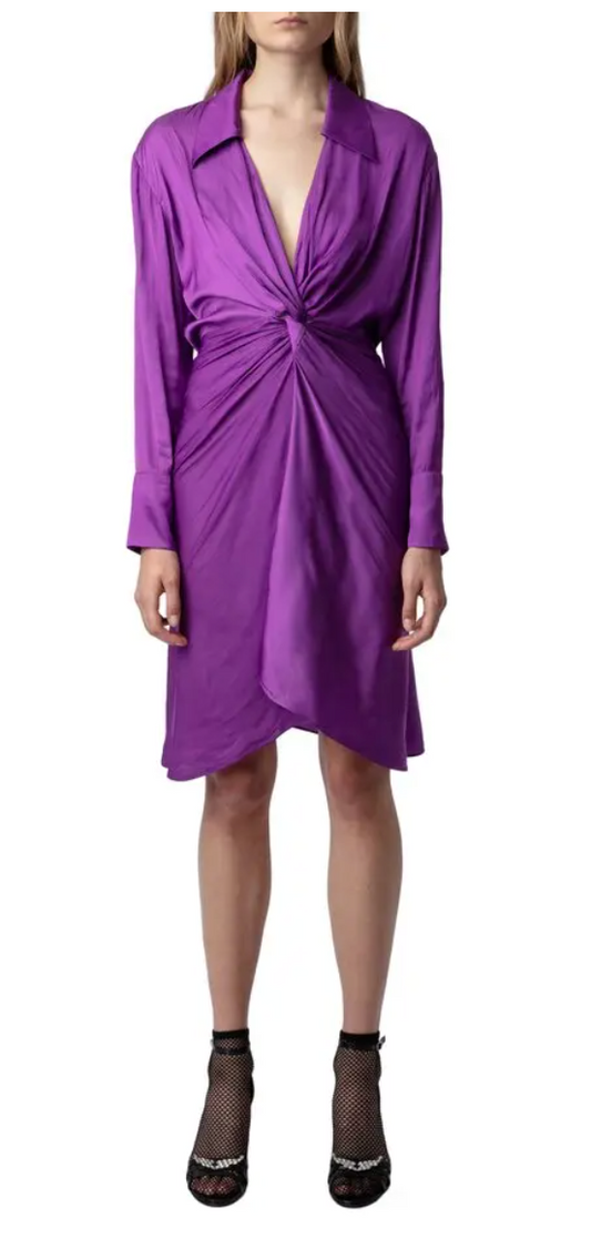 Long Sleeve Satin Dress