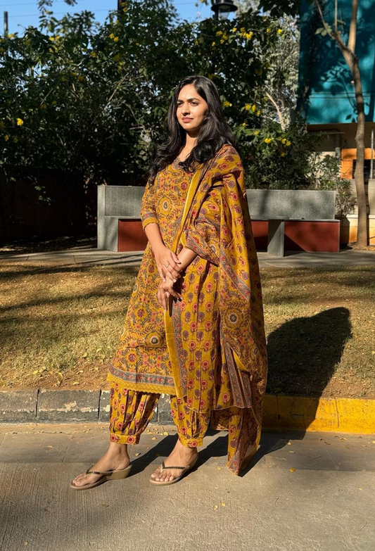 Yellow Floral Afghani Suit