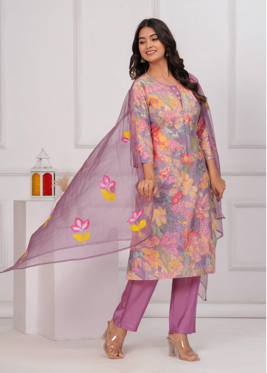 Muslin Kurti Pant with Dupatta