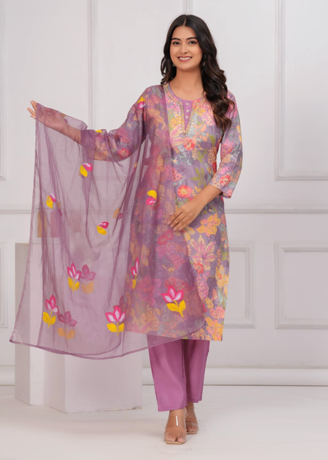 Muslin Kurti Pant with Dupatta